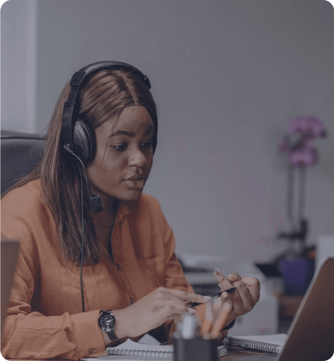 Lady wearing a headset